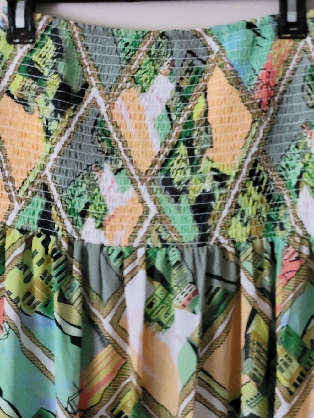 Smock Waist Floral Maxi Skirt Green - Picture 8 of 10